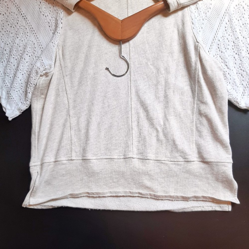 Anthro Akemi + Kin Crochet Sleeve Sweatshirt Tunic - Picture 5 of 10